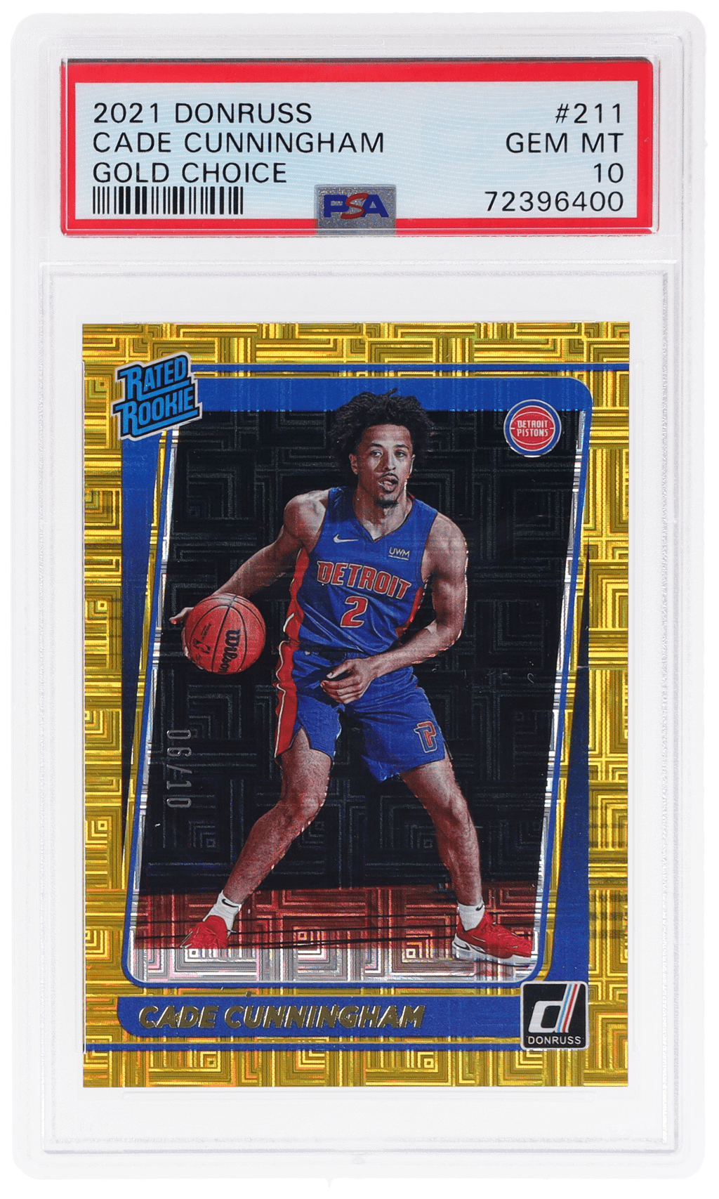 2021 Donruss Rated Rookie Choice Gold Cade Cunningham #211 6/10 PSA 10
