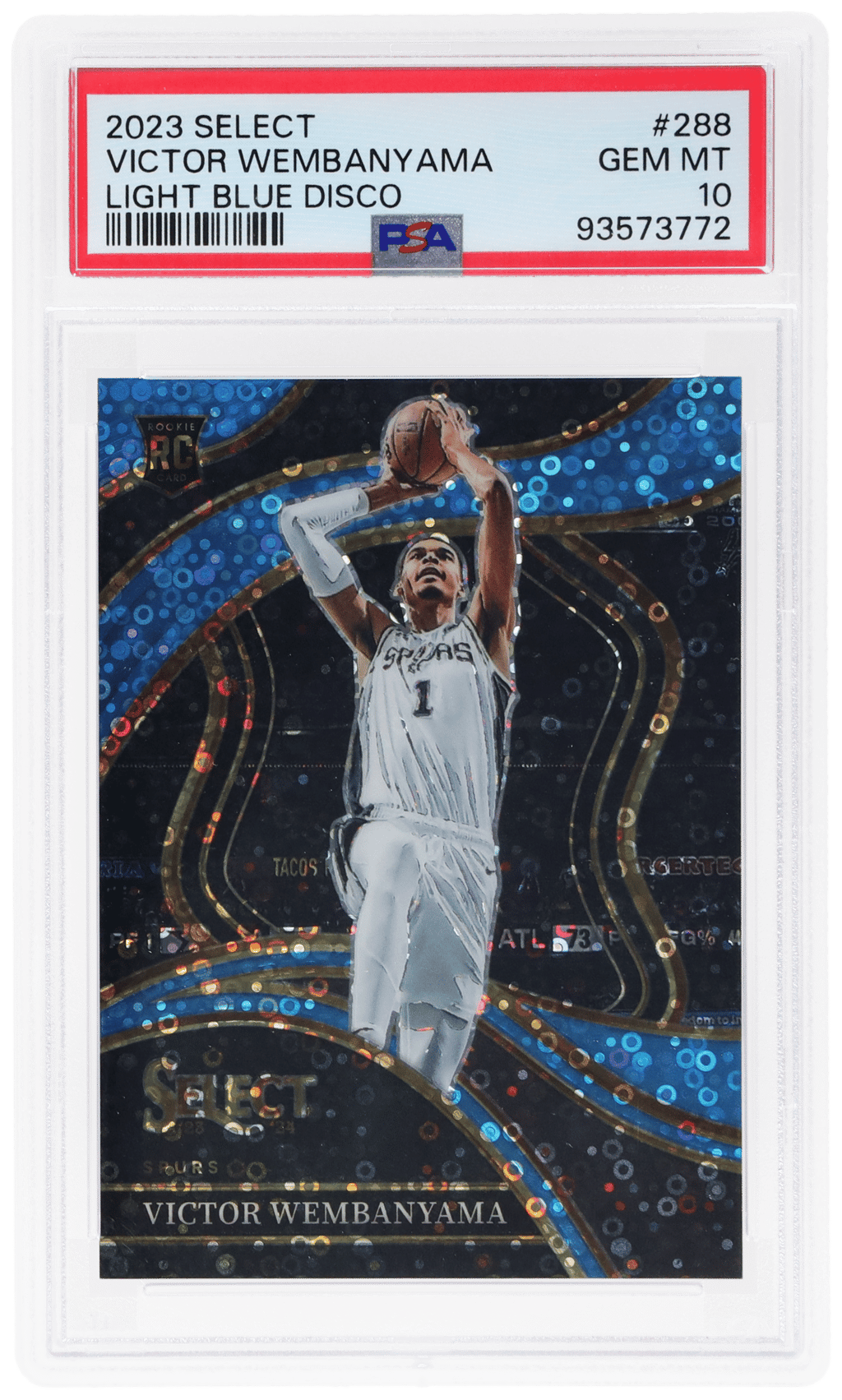 2023 Panini Select Courtside Light Blue Disco Victor Wembanyama #288 63/99 PSA 10