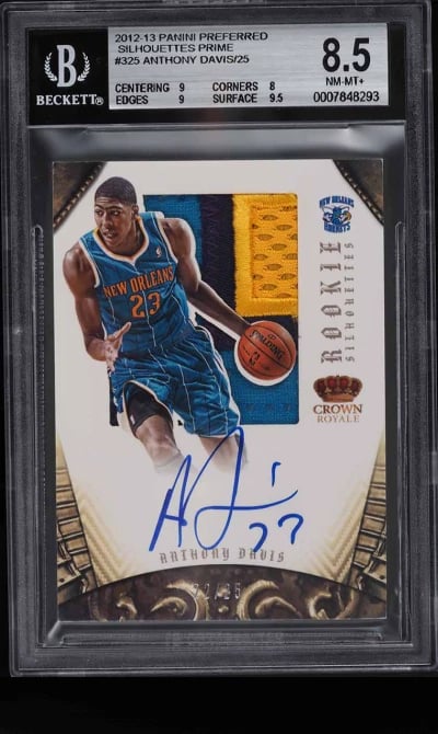 2012 Panini Preferred Silhouettes Anthony Davis RC PATCH AUTO /25 #325 BGS 8.5