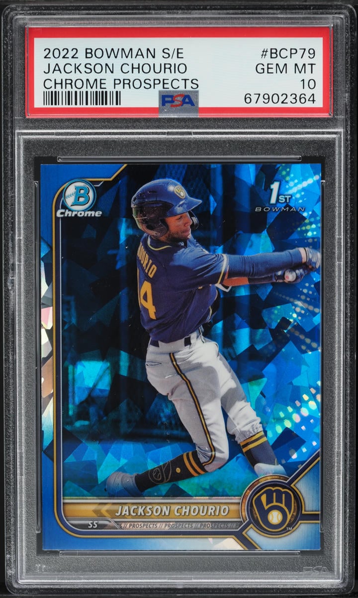 2022 Bowman Chrome Sapphire Jackson Chourio ROOKIE #BCP-79 PSA 10 GEM MINT