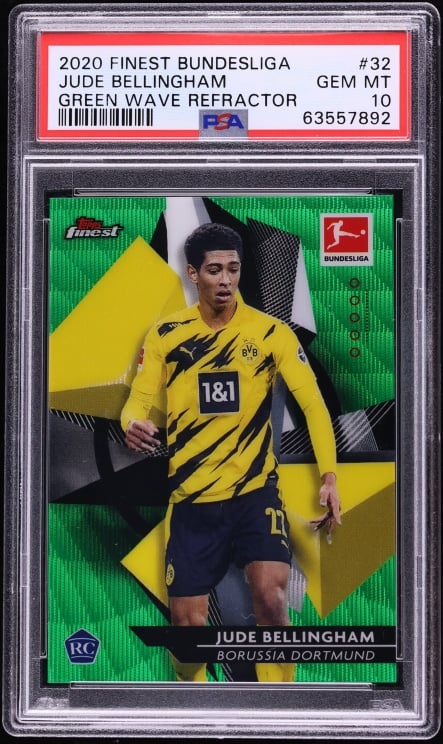 2020 Finest Bundesliga Green Wave Refractor Jude Bellingham ROOKIE /99 #32 PSA 10 GEM MINT