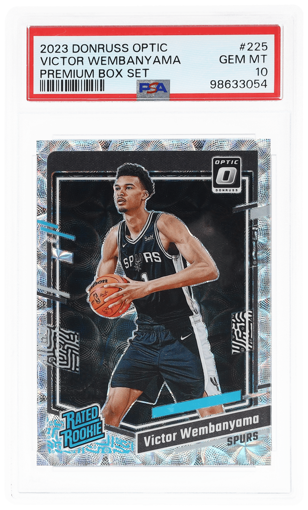 2023 Donruss Optic Rated Rookie Premium Box Set Victor Wembanyama #225 28/249 PSA 10