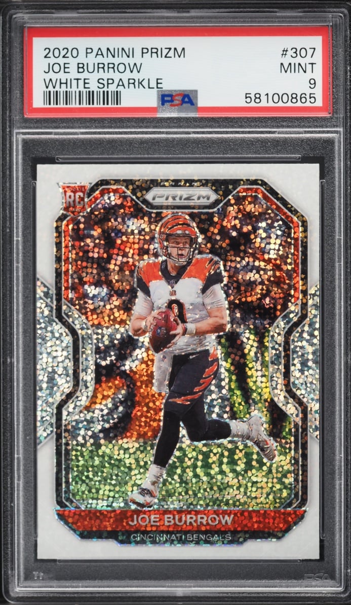 2020 Panini Prizm White Sparkle Joe Burrow ROOKIE #307 PSA 9 MINT