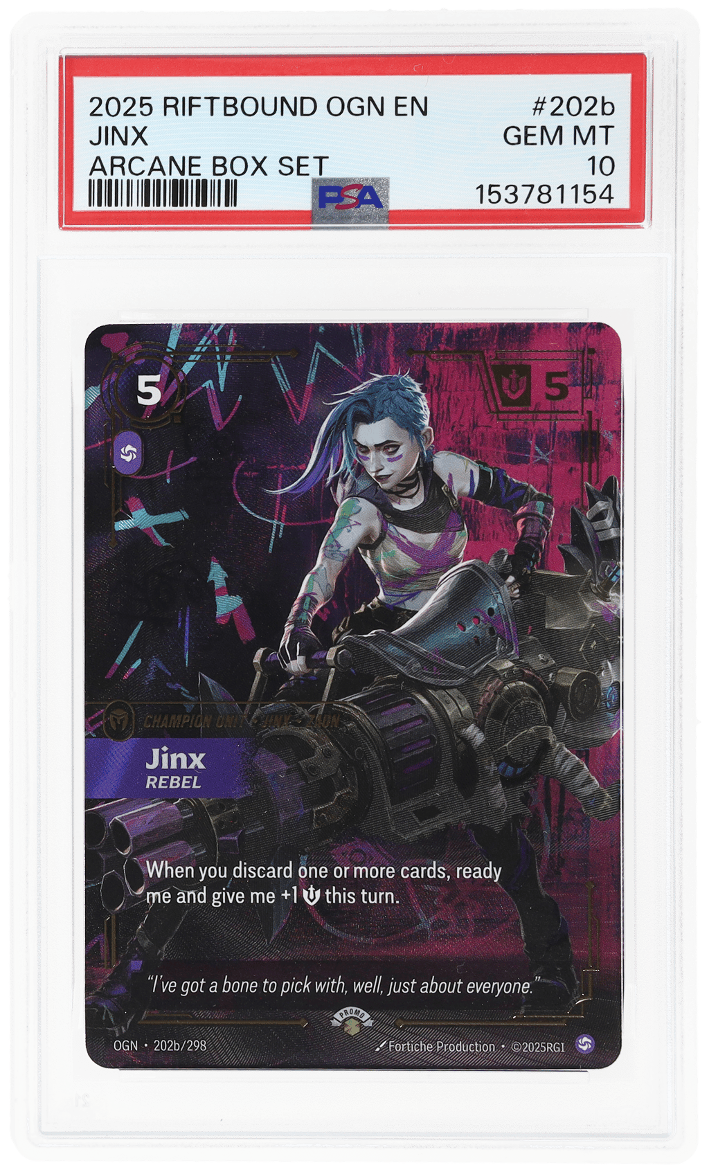 2025 Riftbound League of Legends Origins Arcane Box Set Jinx #202b PSA 10