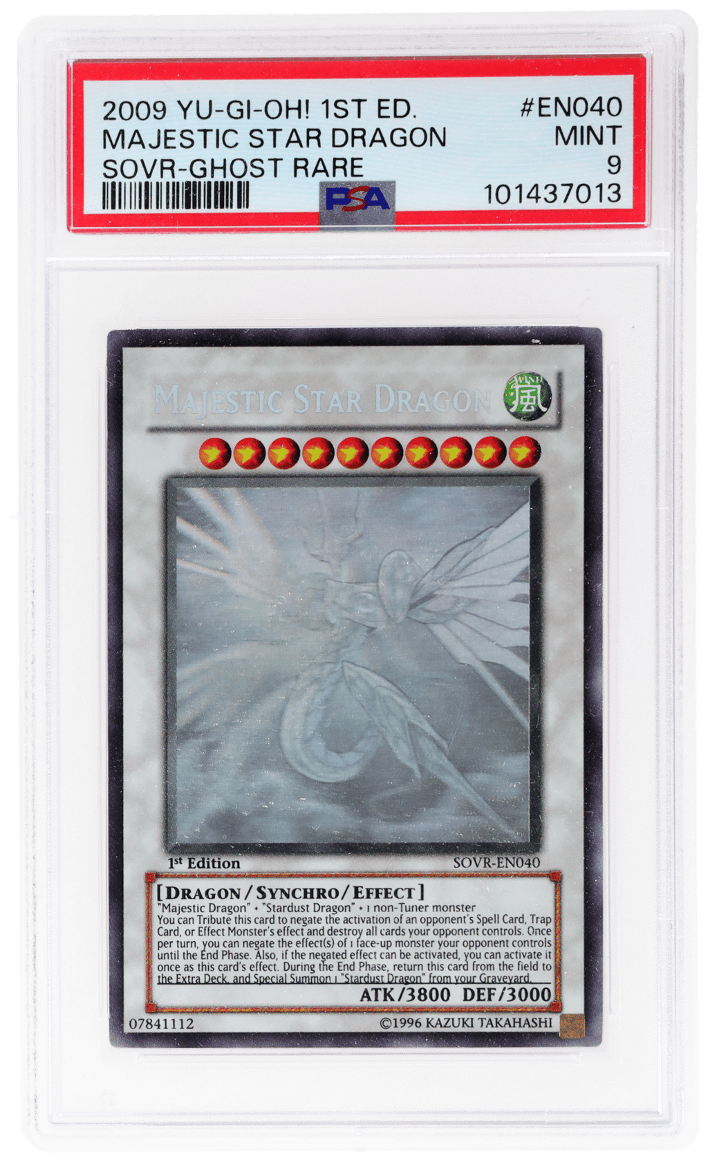 2009 Yu-Gi-Oh! Stardust Overdrive 1st Edition Ghost Rare Majestic Star Dragon #SOVR40 PSA 9