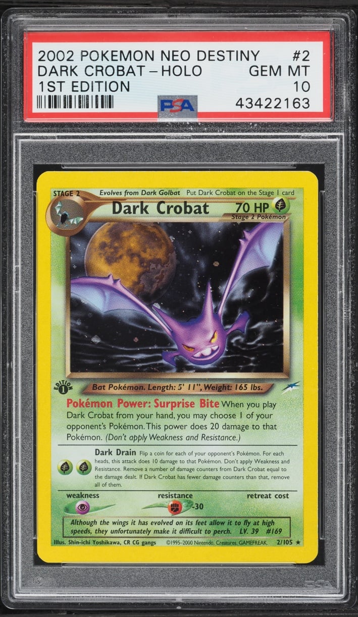 2002 Pokemon Neo Destiny 1st Edition Holo Dark Crobat #2 PSA 10 GEM MINT