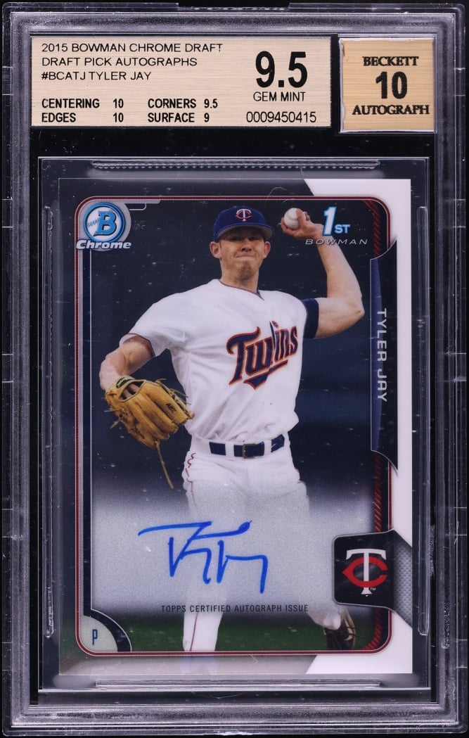 2015 Bowman Chrome Draft Pick Tyler Jay PROSPECT AUTO #BCA-TJ BGS 9.5 GEM MINT