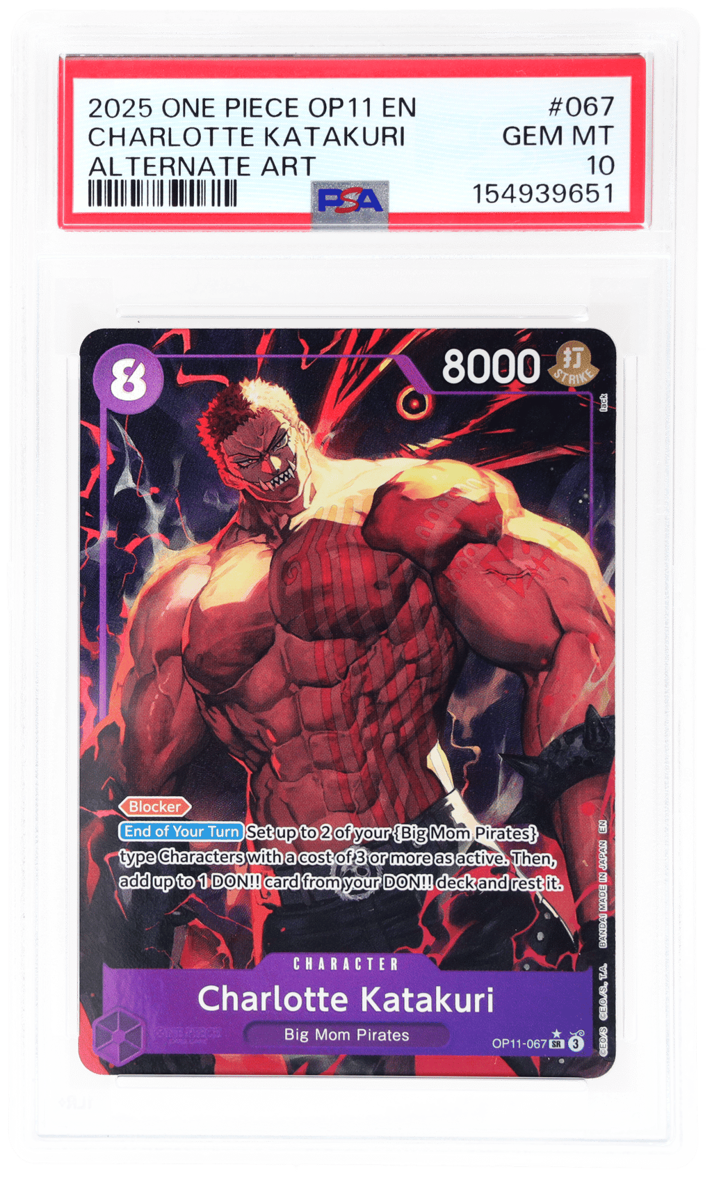 2025 One Piece A Fist of Divine Speed Alternate Art Charlotte Katakuri #OP11067 PSA 10