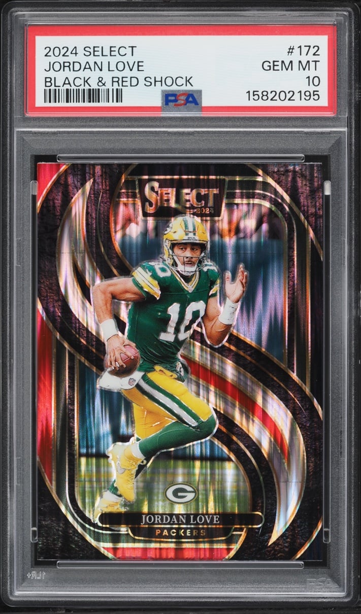 2024 Select Premier Level Black & Red Shock Jordan Love #172 PSA 10 GEM MINT