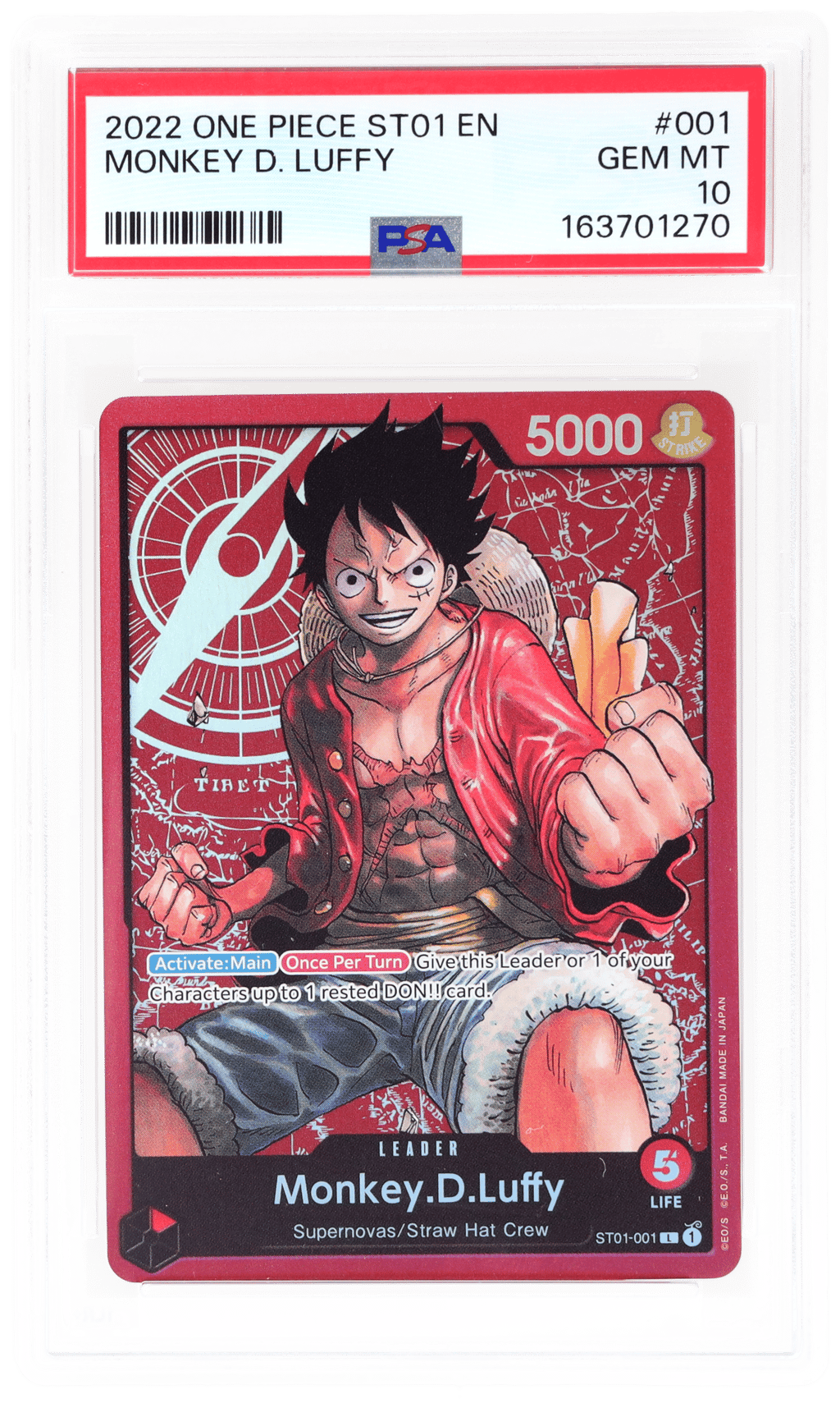 2022 One Piece Straw Hat Crew Monkey D. Luffy #ST01-001 PSA 10