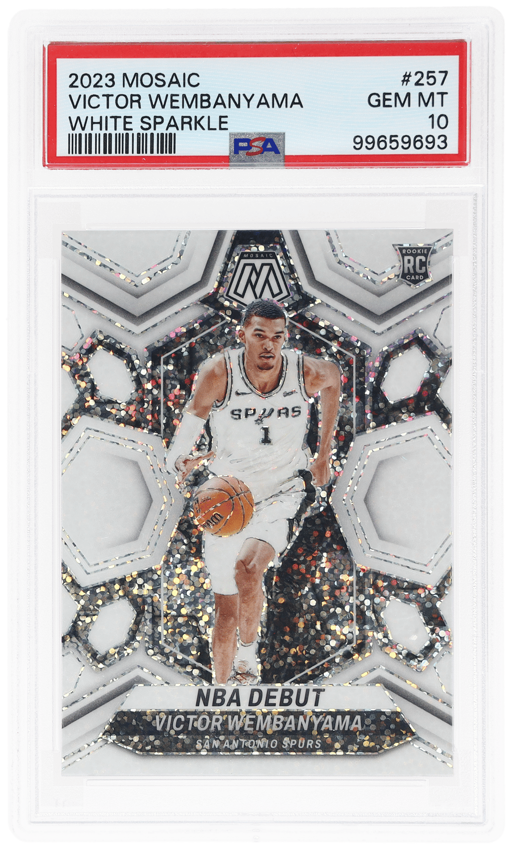 2023 Panini Mosaic White Sparkle Victor Wembanyama #257 PSA 10