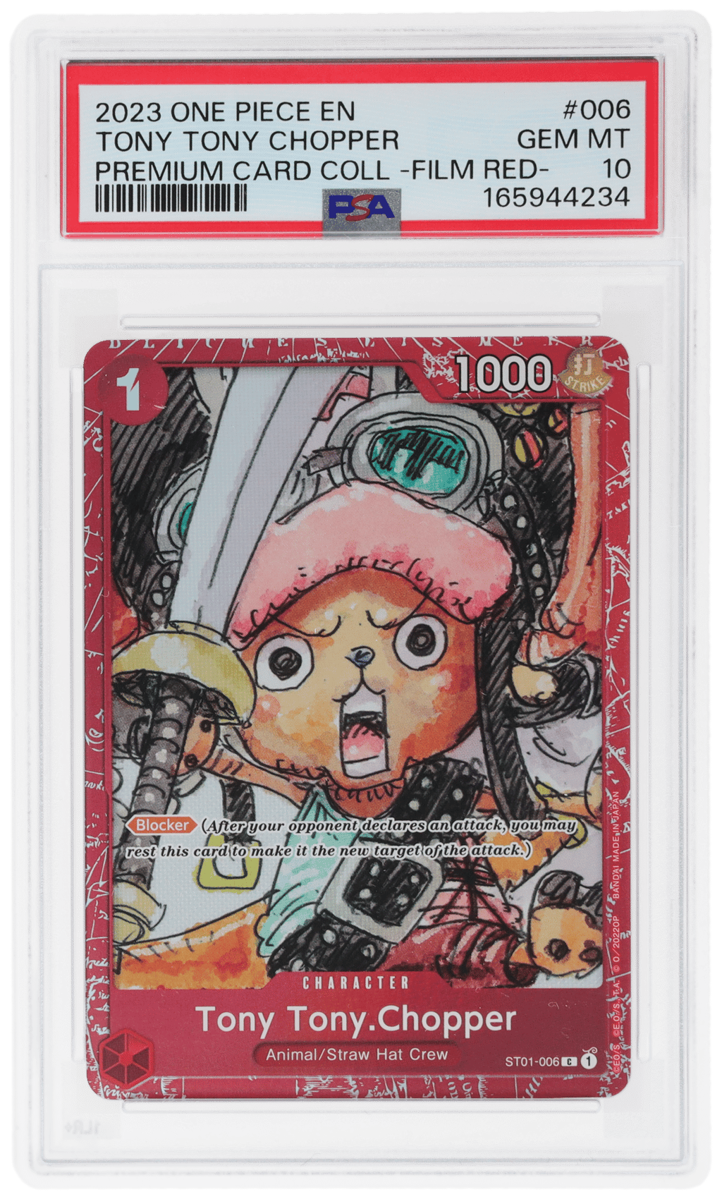 2023 One Piece Premium Card Collection Film Red Tony Tony Chopper #ST01-006 PSA 10