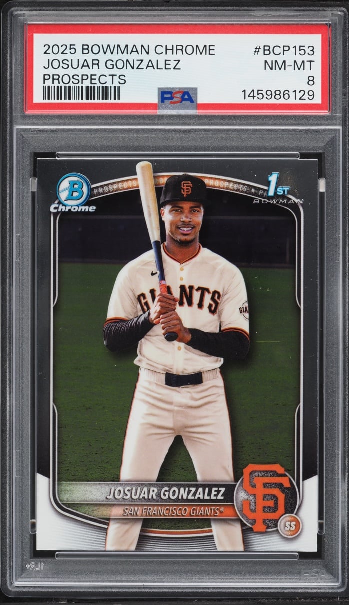 2025 Bowman Chrome Josuar Gonzalez PROSPECT #BCP-153 PSA 8 NM-MT