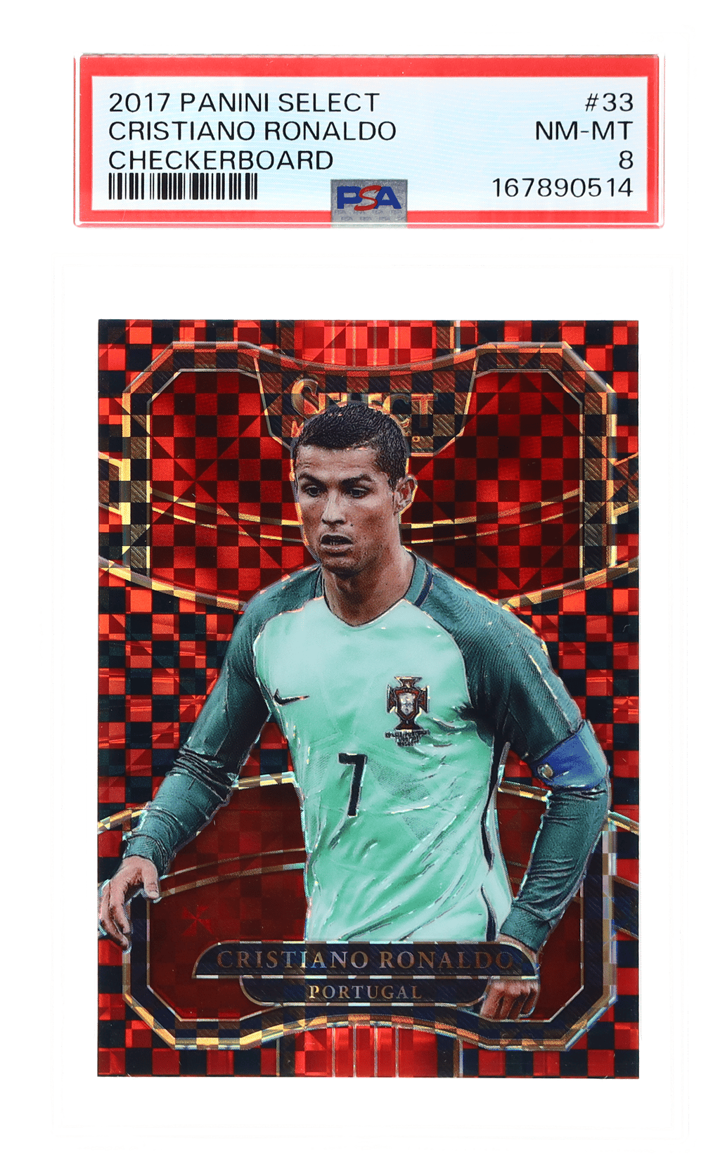 2017 Panini Select Terrace Checkerboard Cristiano Ronaldo #33 PSA 8