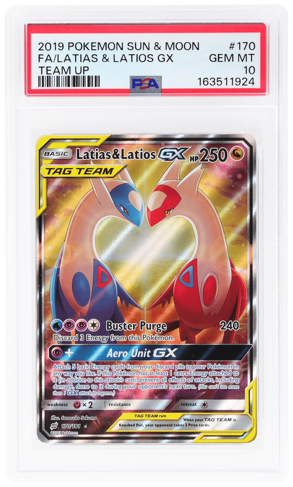 2019 Pokemon Sun and Moon Team Up Latias/Latios Gx #170 PSA 10