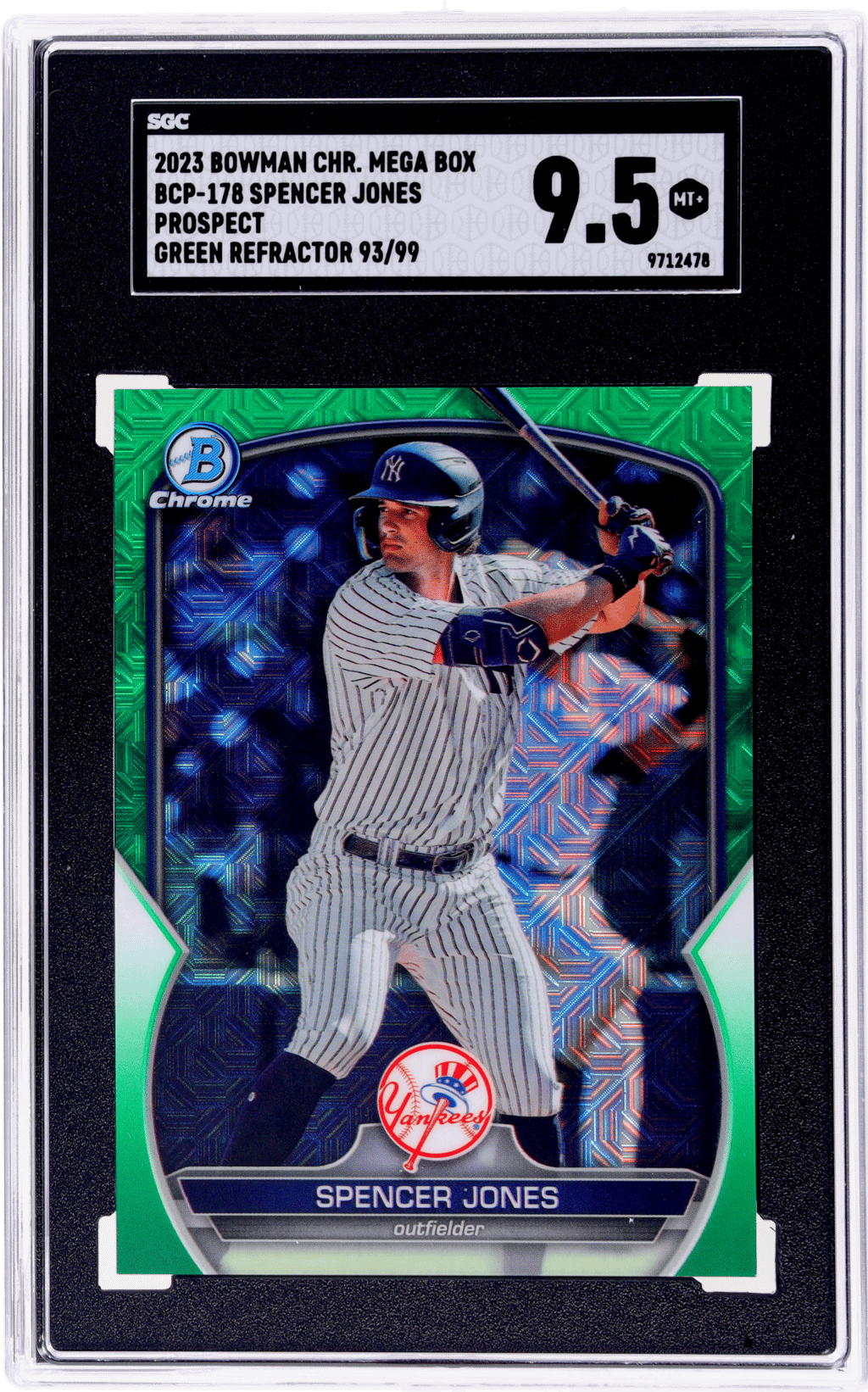 2023 Bowman Chrome Mega Box Prospect Green Refractor Spencer Jones #BCP178 93/99 SGC 9.5