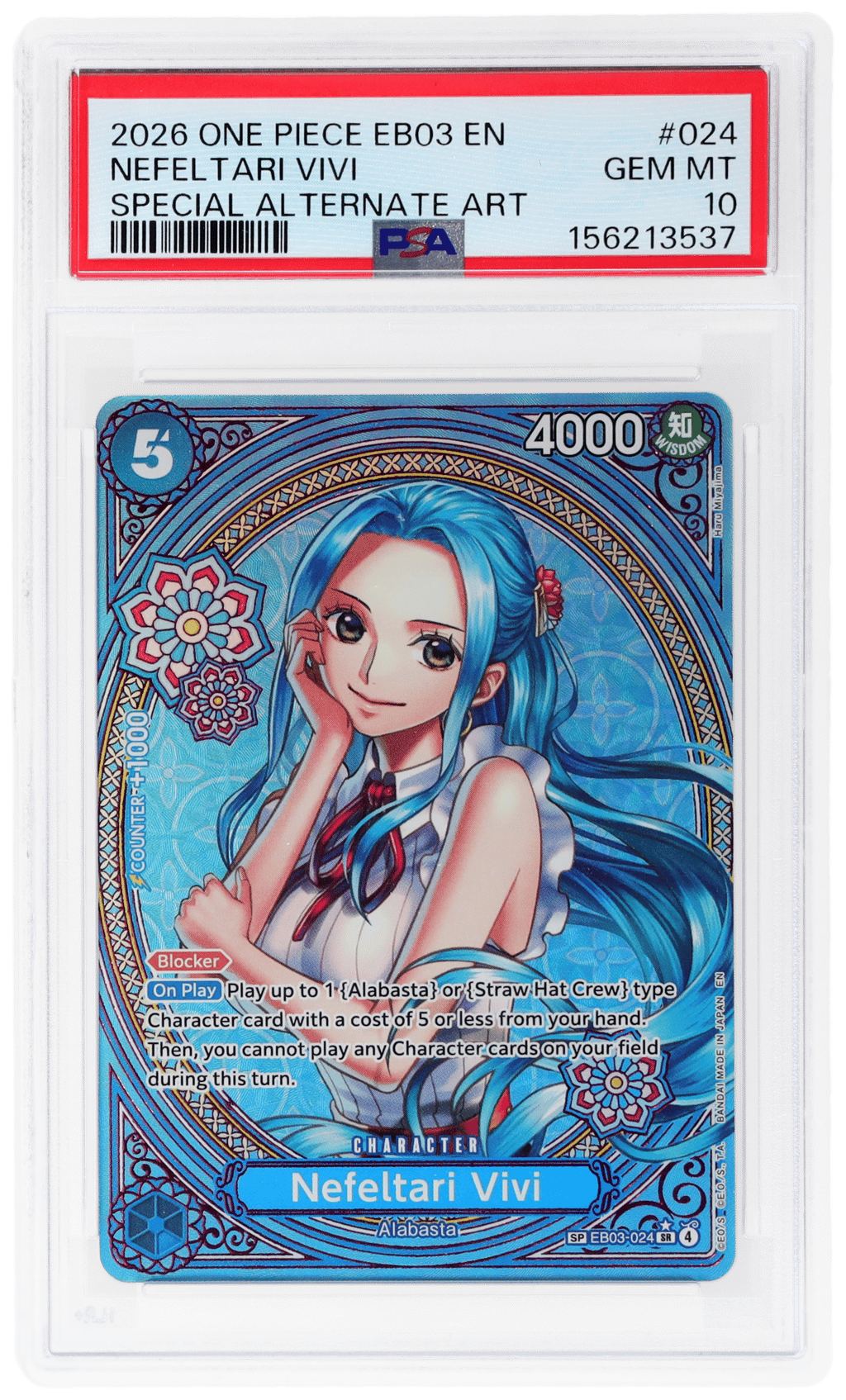 2026 One Piece Heroines Edition Special Alternate Art Nefeltari Vivi #EB03-024 PSA 10