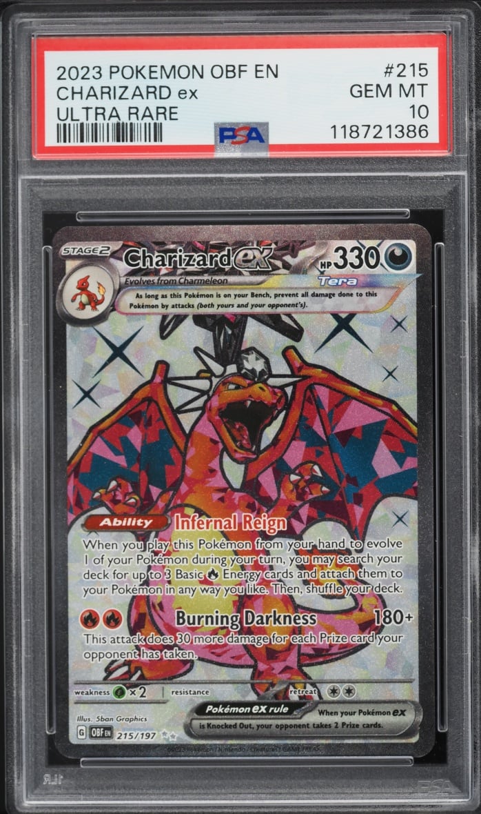 2023 Pokemon Scarlet & Violet Obsidian Flames Full Art Charizard ex #215 PSA 10 GEM MINT