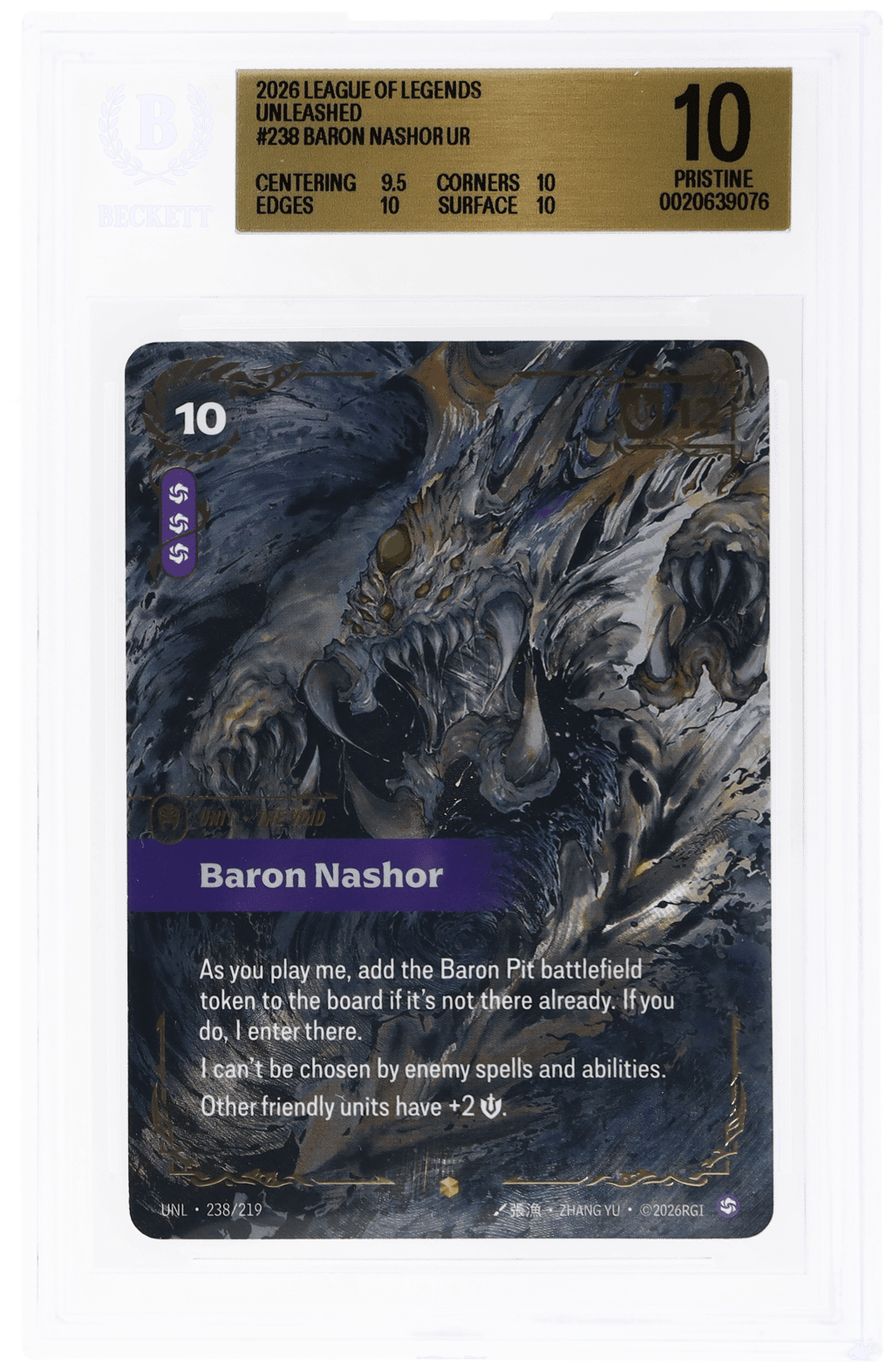 2026 Riftbound League of Legends Unleashed Ultimate Rare Baron Nashor #238 BGS 10