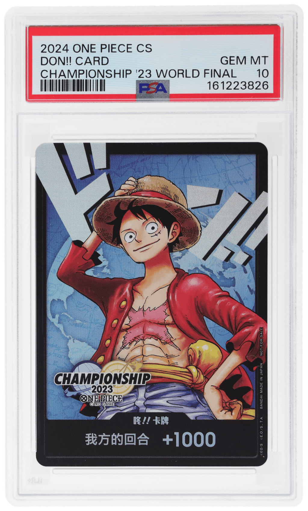 2024 One Piece Simplified Chinese Promo Championship '23 World Final Don!! Card PSA 10