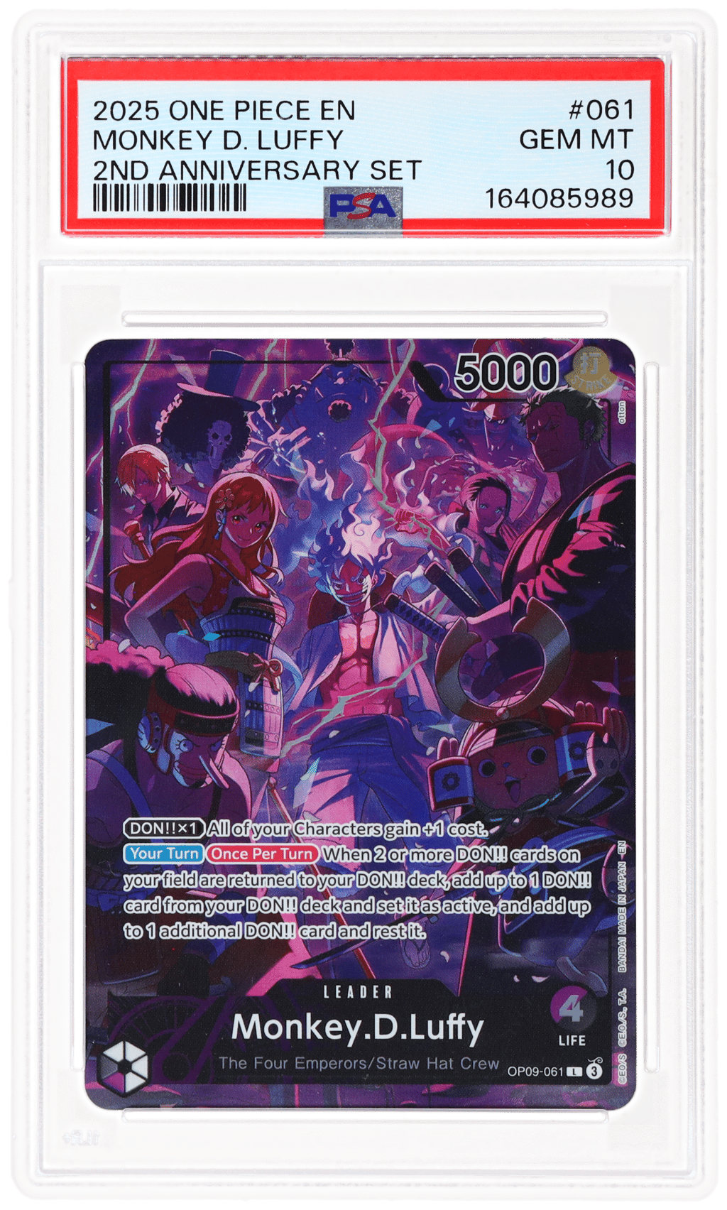 2025 One Piece Promo 2nd Anniversary Set Monkey D. Luffy #OP09061 PSA 10