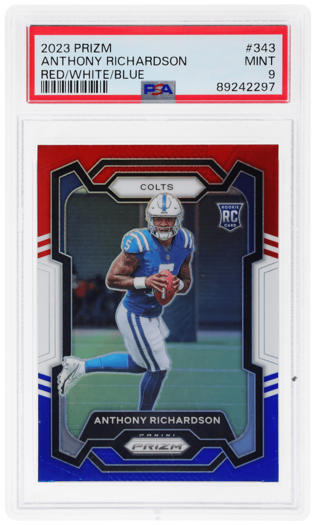 2023 Panini Prizm Red White and Blue Prizm Anthony Richardson #343 PSA 9