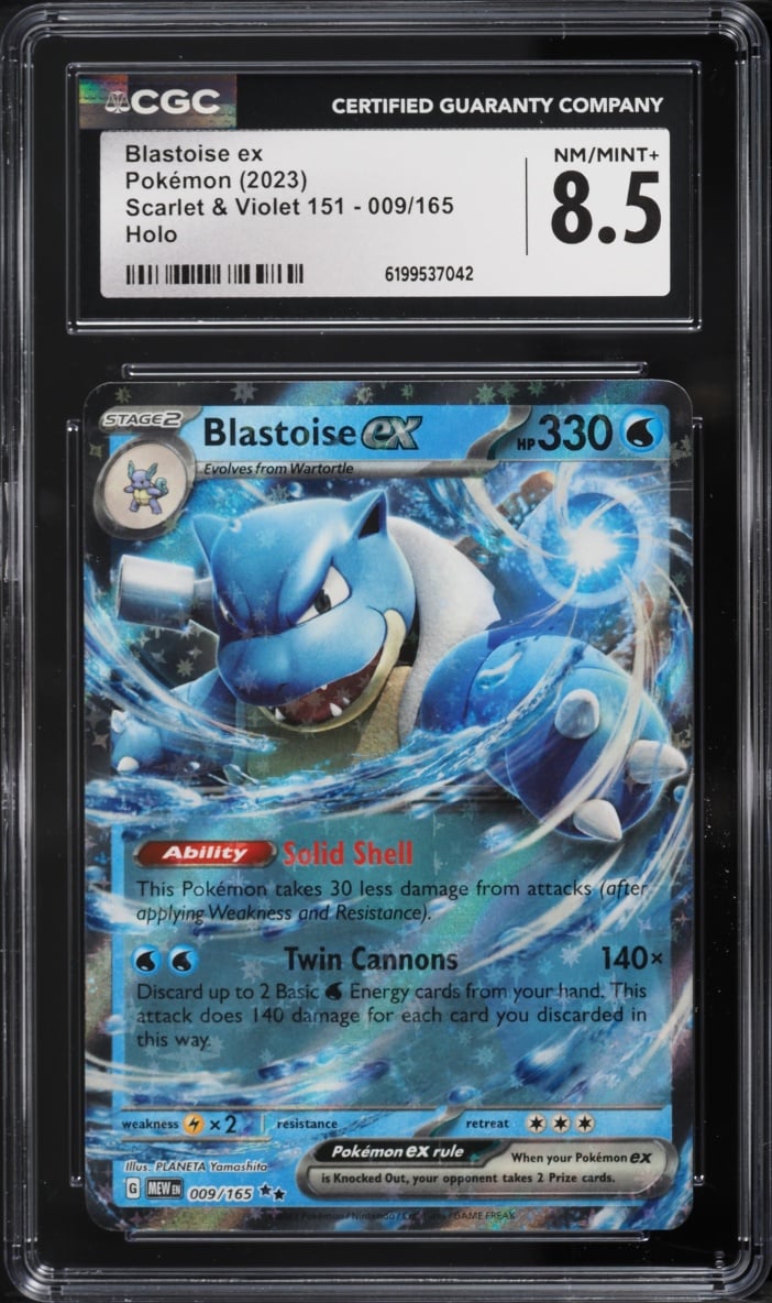 2023 Pokemon Scarlet & Violet 151 Holo Blastoise ex #9 CGC 8.5 NM-MT+