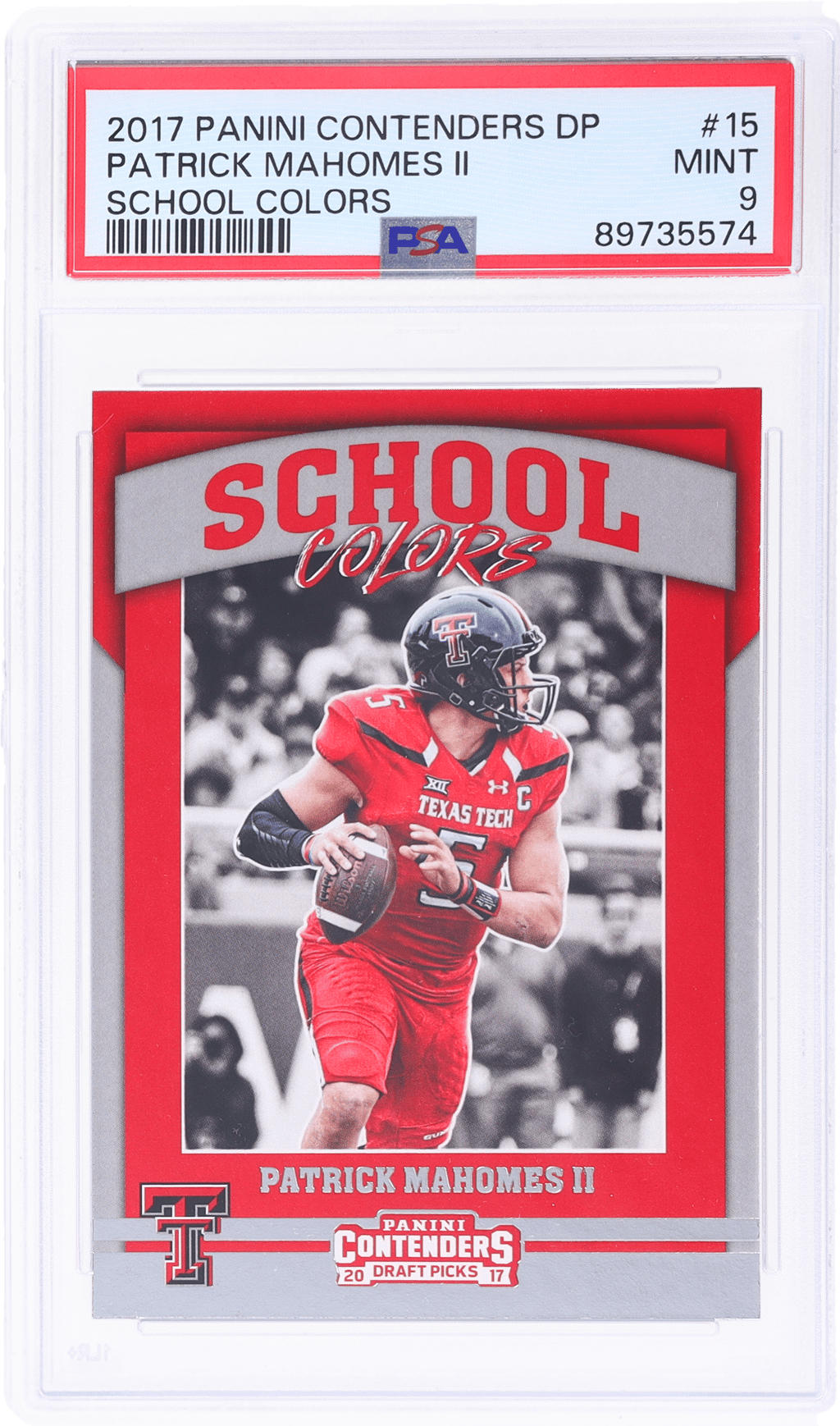2017 Panini Contenders Draft Picks School Colors Patrick Mahomes II #15 PSA 9