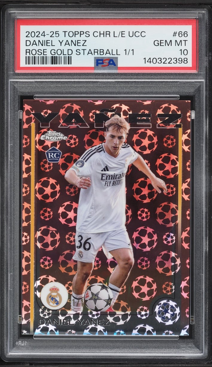 2024 Topps Chrome Logofractor UEFA CC Rose Gold Starball Daniel Yanez 1/1 #66 PSA 10 GEM MINT