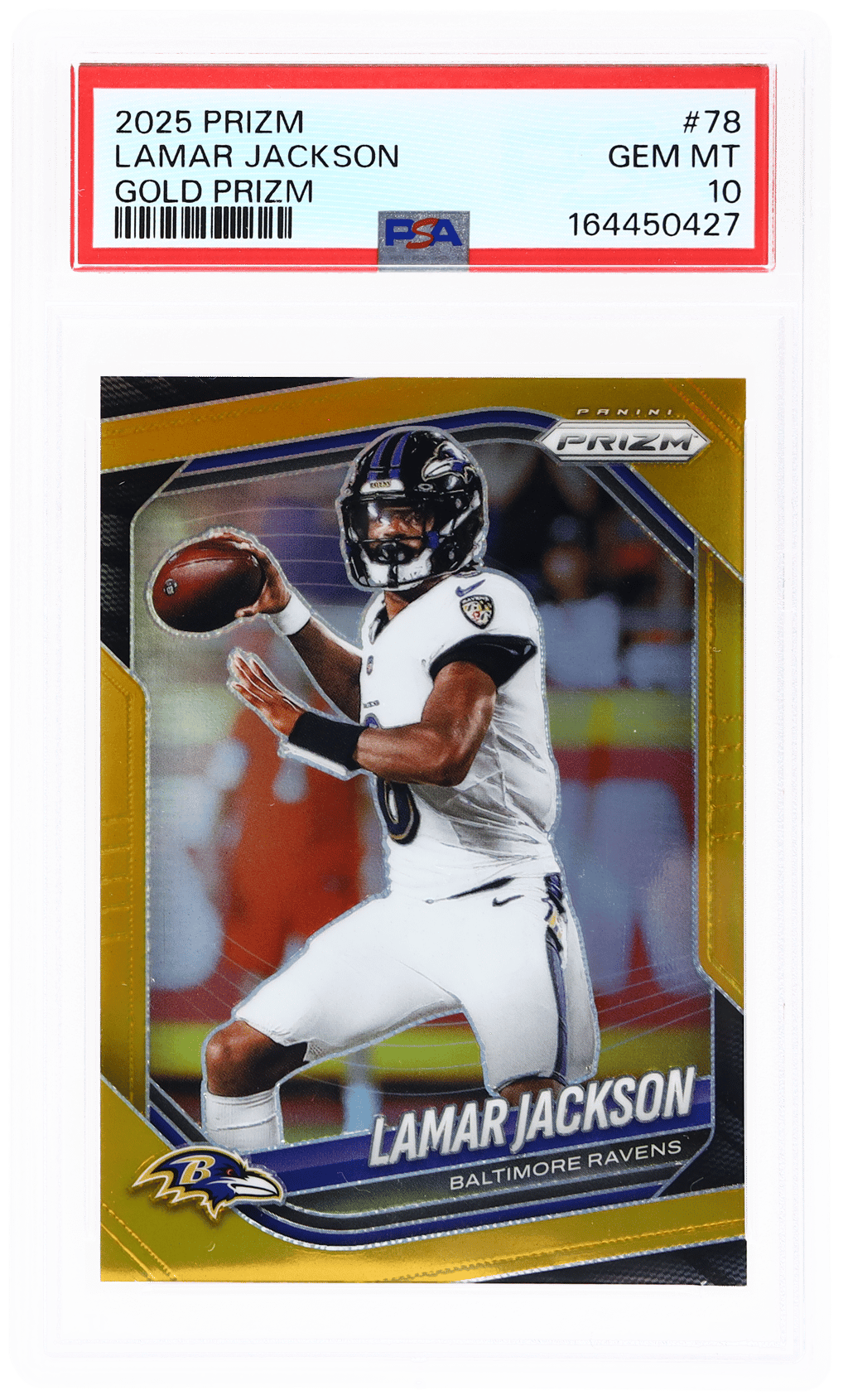 2025 Panini Prizm Gold Prizm Lamar Jackson #78 5/10 PSA 10