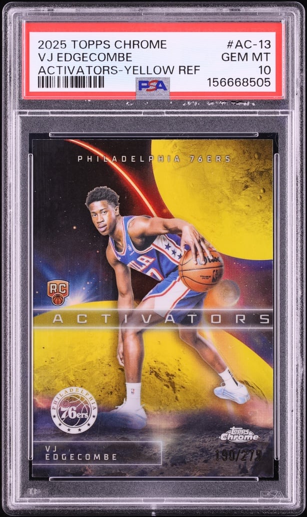 2025 Topps Chrome Activators Yellow Refractor Vj Edgecombe ROOKIE /275 #AC-13 PSA 10 GEM MINT