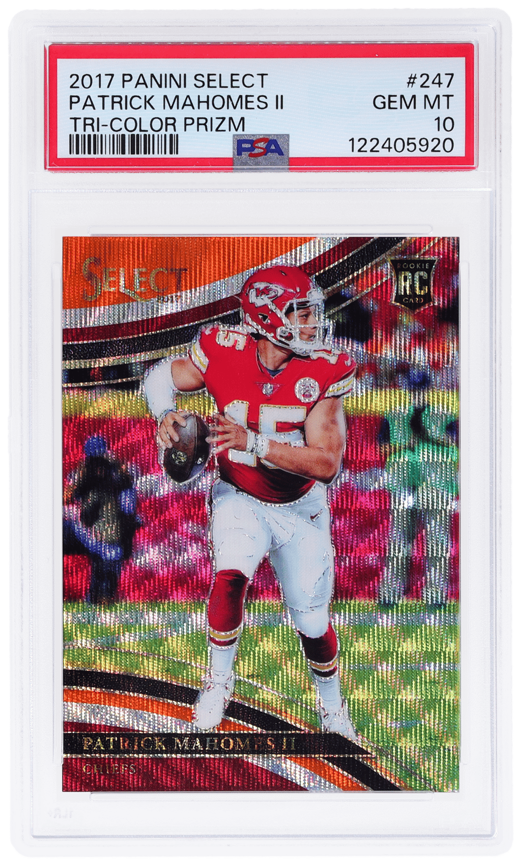2017 Panini Select Field Level Tri Color Prizm Patrick Mahomes II #247 90/99 PSA 10