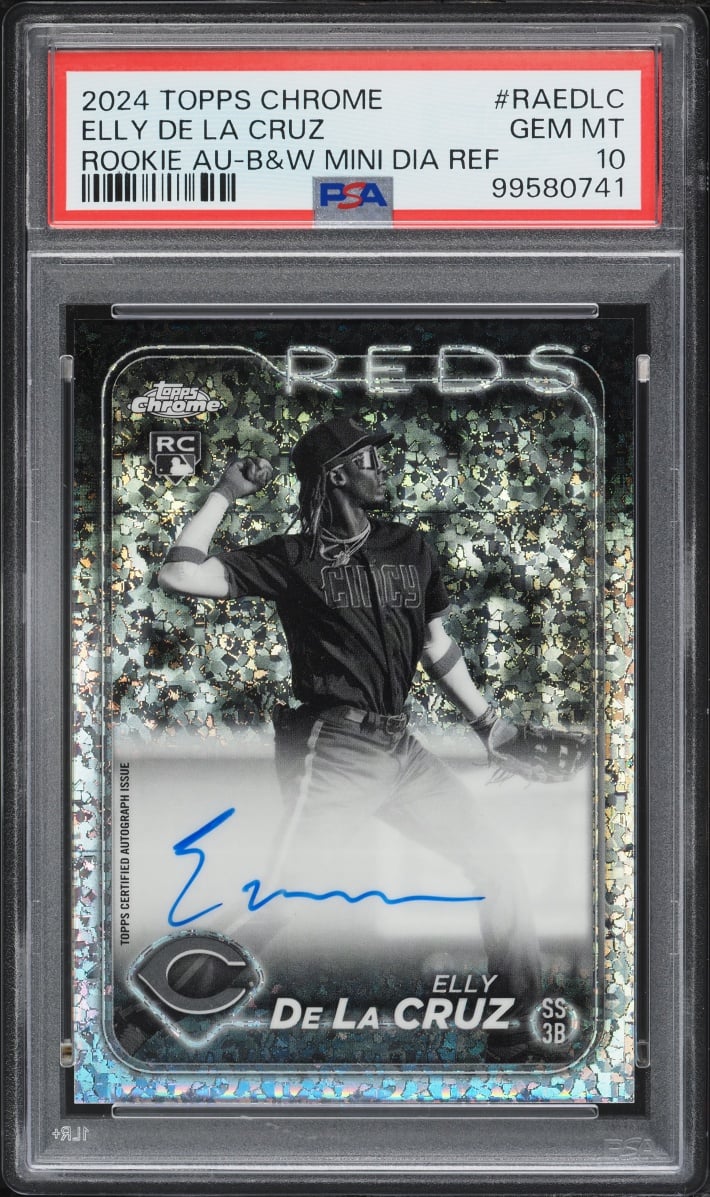 2024 Topps Chrome B & W Mini Dia Refractor Elly De La Cruz ROOKIE AUTO #RAEDLC PSA 10 GEM MINT