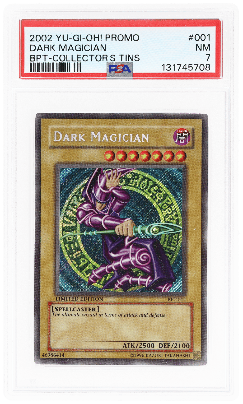 2002 Yu-Gi-Oh Collector Tins Dark Magician #BPT001 PSA 7