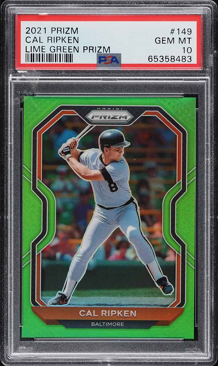 2021 Panini Prizm Lime Green Prizms Cal Ripken /125 #149 PSA 10 GEM MINT