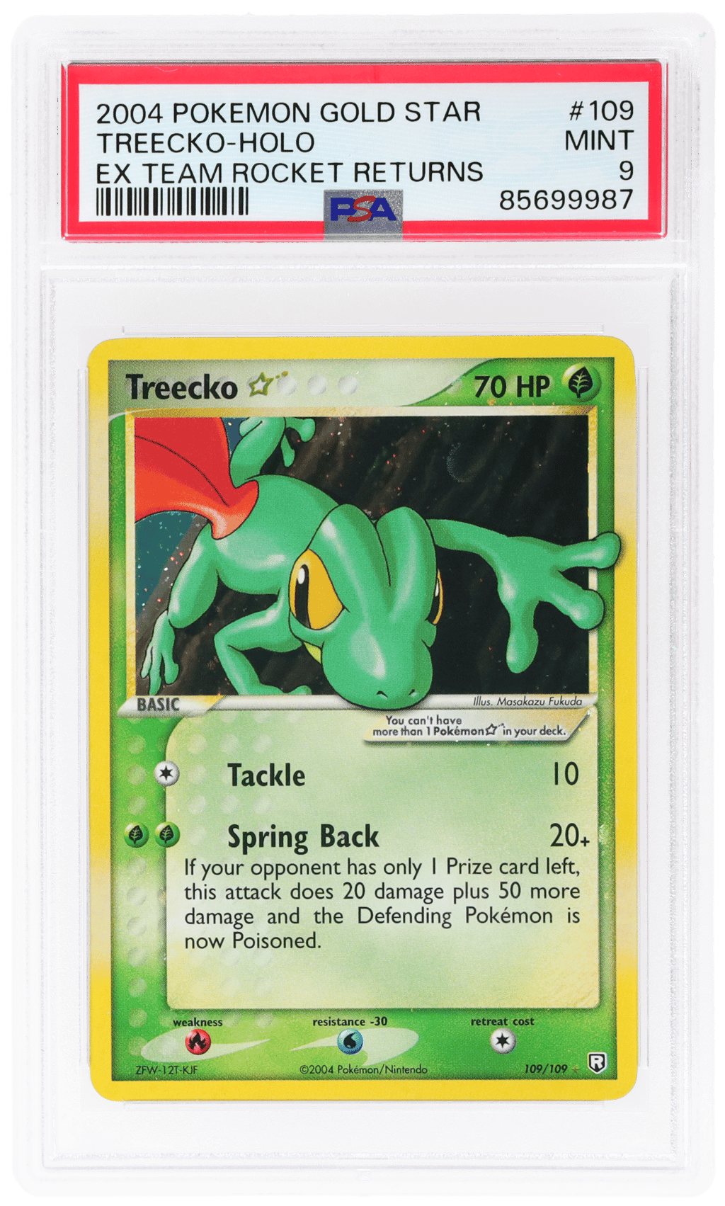 2004 Pokemon Ex Team Rocket Returns Holo Treecko Gold Star #109 PSA 9