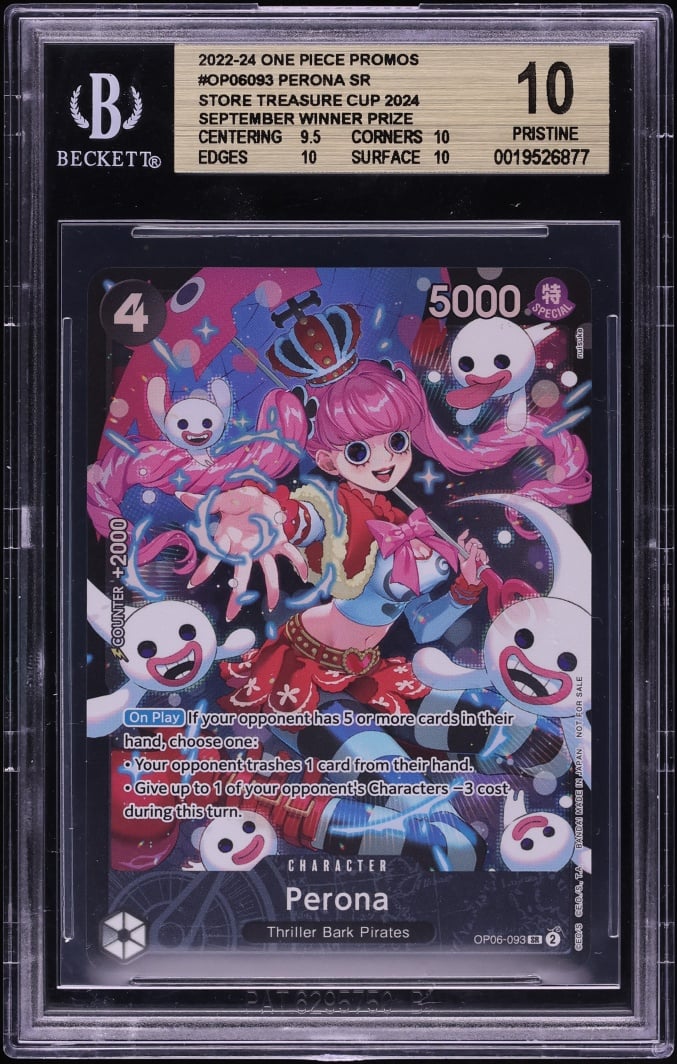 2022 One Piece Promo Store Treasure Cup SR Perona #OP06-093 BGS 10 PRISTINE