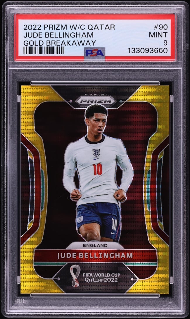 2022 Panini Prizm World Cup Qatar Gold Breakaway Jude Bellingham /10 #90 PSA 9 MINT