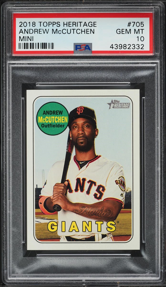 2018 Topps Heritage Mini Andrew McCutchen /100 #705 PSA 10 GEM MINT