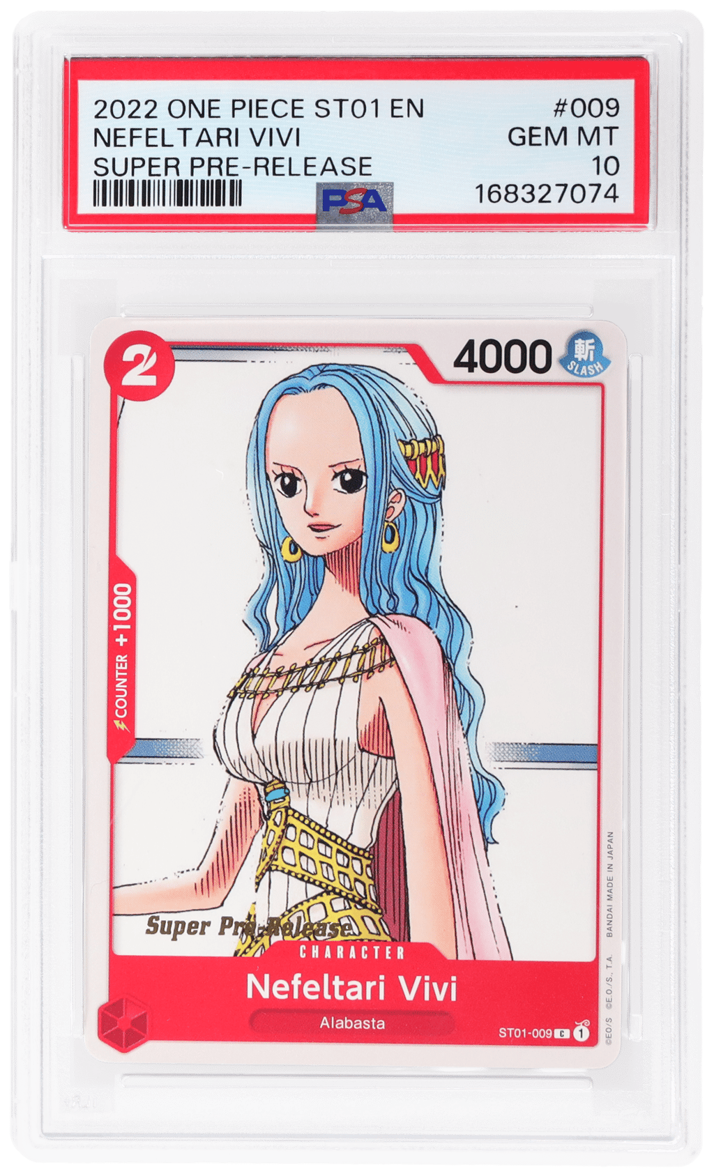 2022 One Piece Starter Deck Straw Hat Crew Super Prerelease Nefeltari Vivi #ST01-009 PSA 10