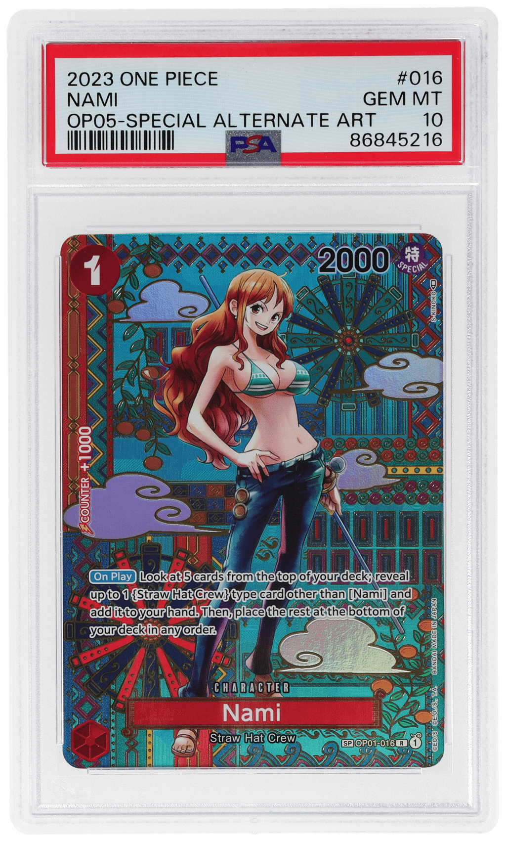 2023 One Piece Awakening of the New Era Special Alternate Art Nami #OP01016 PSA 10