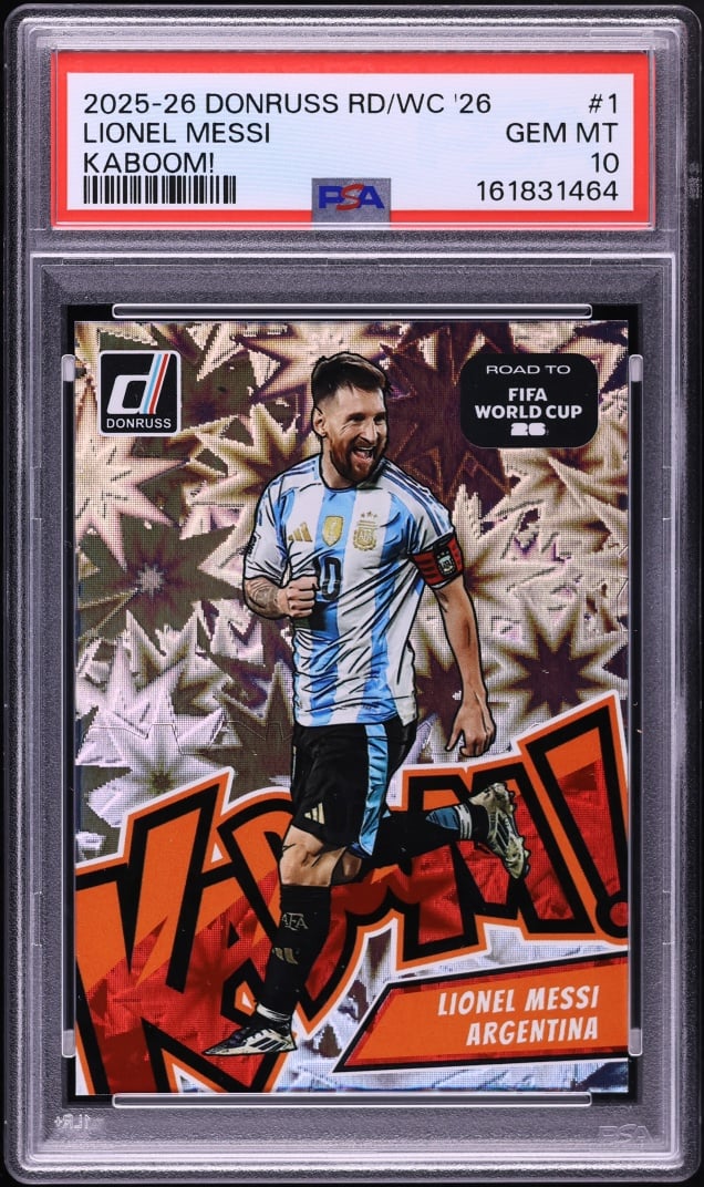 2025 Donruss Road To FIFA World Cup '26 Kaboom! Lionel Messi #1 PSA 10 GEM MINT