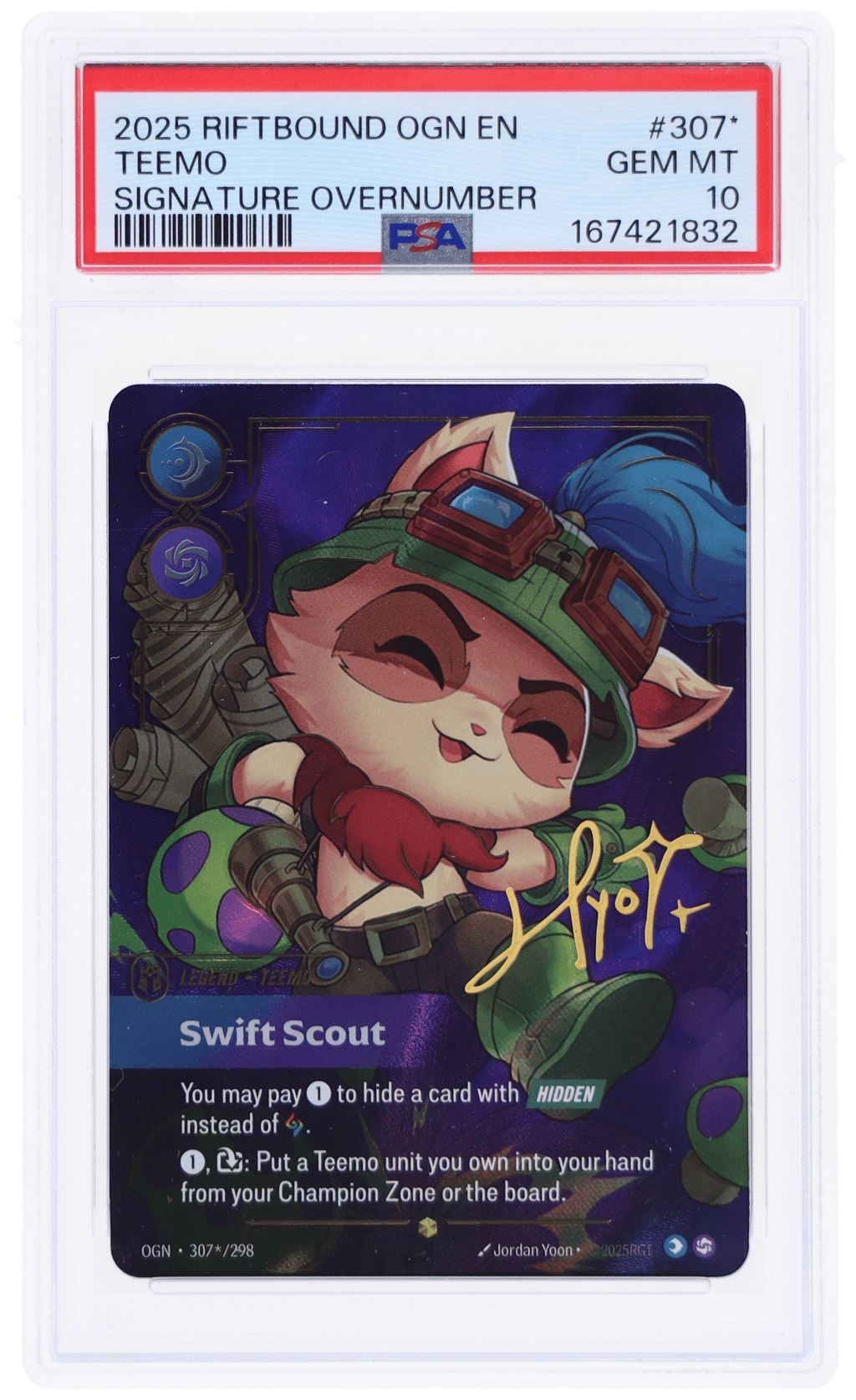 2025 Riftbound League of Legends Origins Signature Overnumber Teemo #307 PSA 10