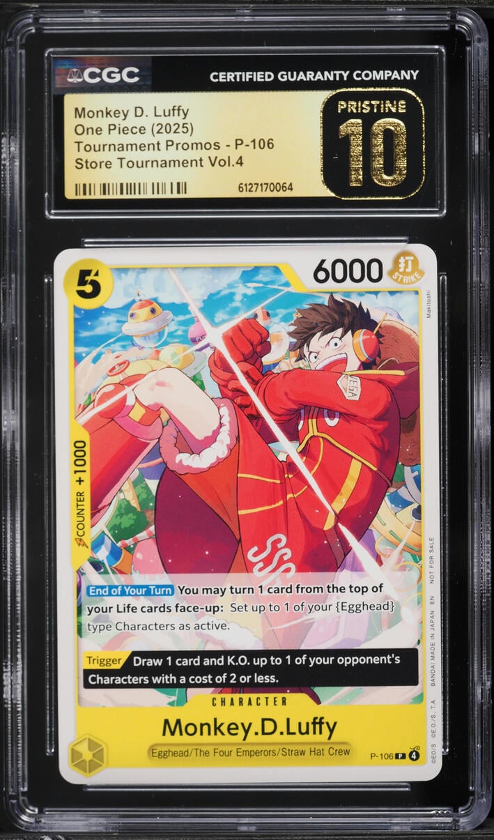 2025 One Piece Tournament Promos Store Vol.4 Monkey D. Luffy #P-106 CGC 10 PRISTINE