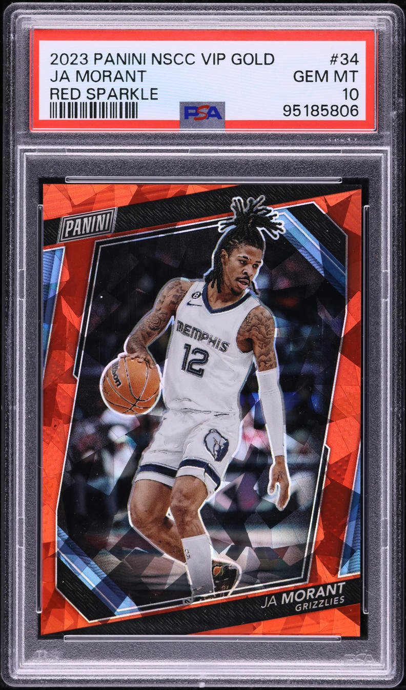2023 Panini National VIP Gold Red Sparkle Ja Morant /199 #34 PSA 10 GEM MINT