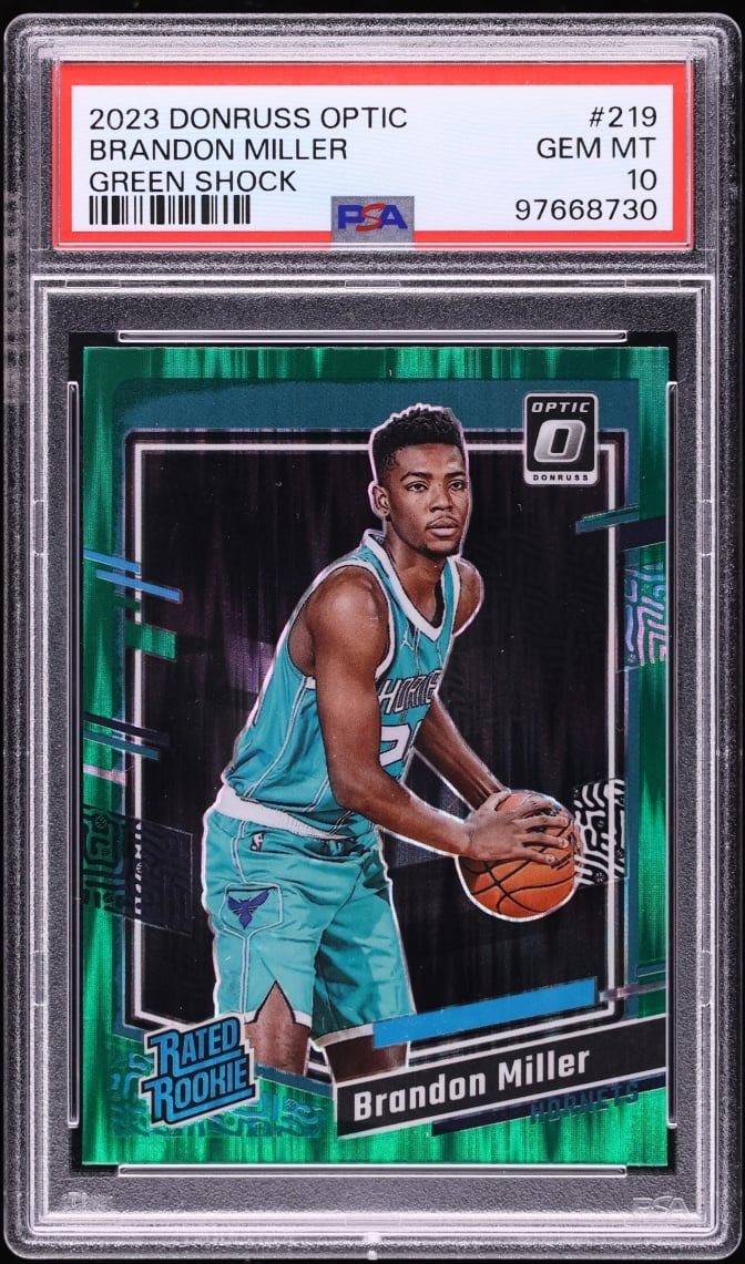 2023 Donruss Optic Green Shock Brandon Miller ROOKIE #219 PSA 10 GEM MINT