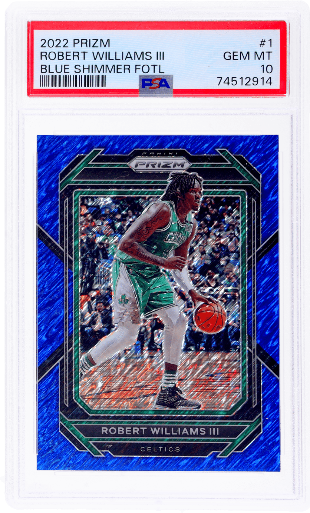 2022 Panini Prizm Blue Shimmer Fotl Prizm Robert Williams III #1 18/35 PSA 10