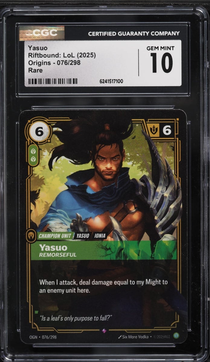 2025 Riftbound League Of Legends LoL Origins Yasuo Remorseful #076 CGC 10 GEM MINT