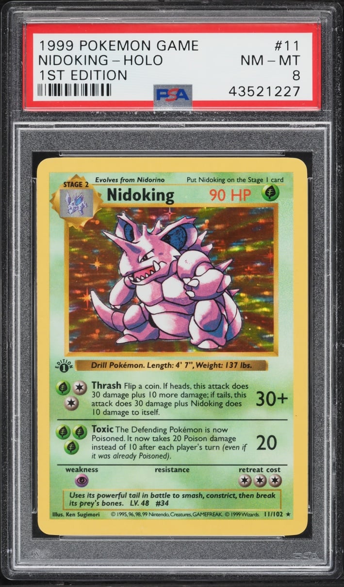1999 Pokemon Base Set Shadowless 1st Edition Holo Nidoking #11 PSA 8 NM-MT