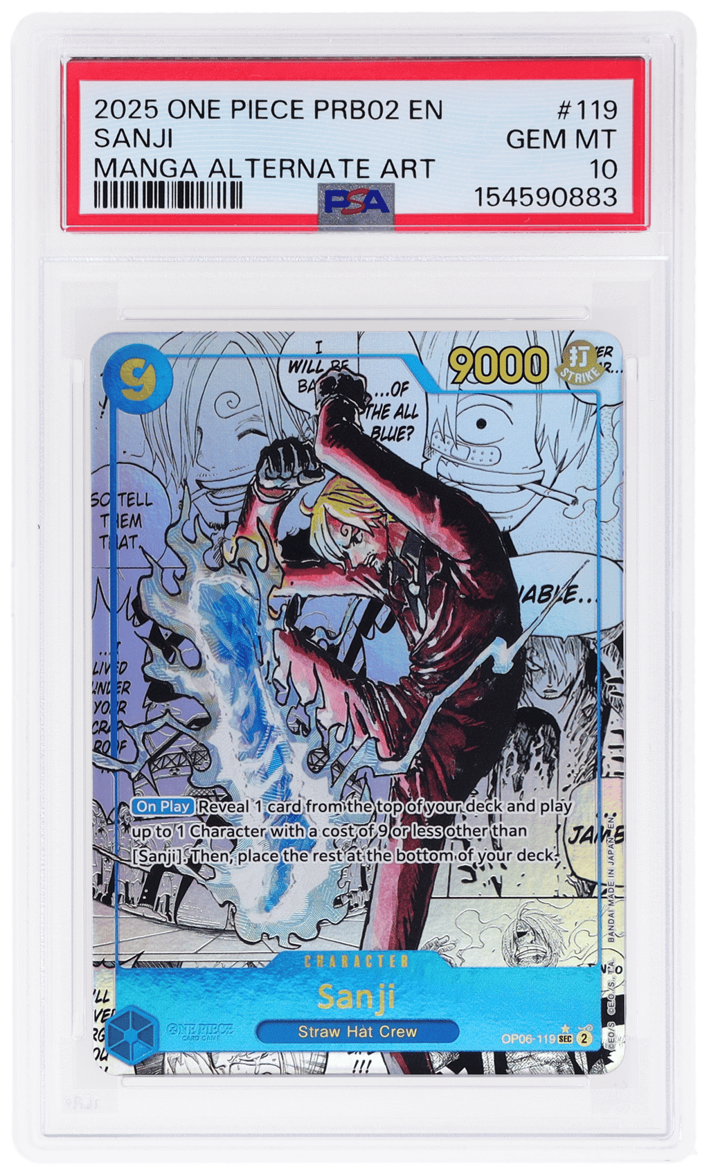 2025 One Piece the Best Premium Booster Manga Alternate Art Sanji #OP06119 PSA 10